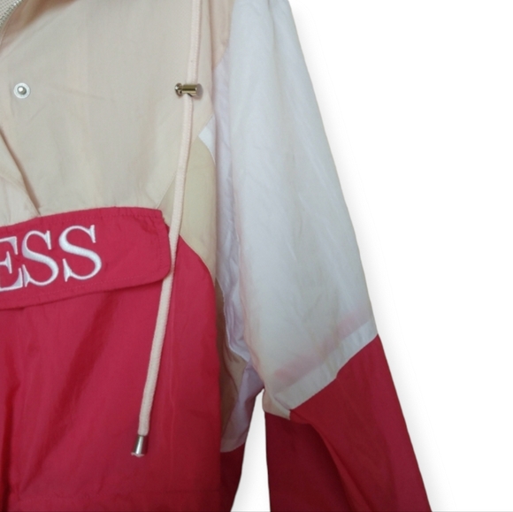 Guess Cropped Pink White Windbreaker Women's Size Medium - Picture 5 of 5